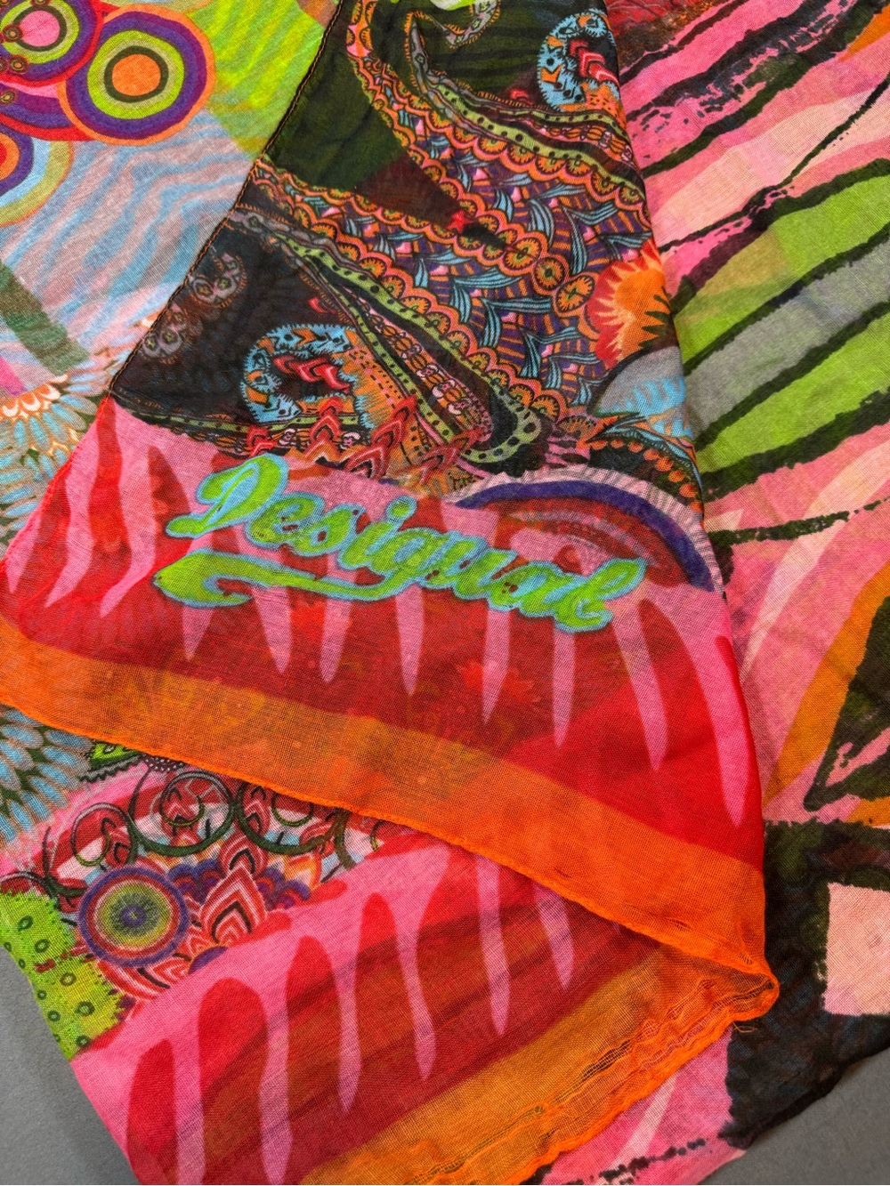 Desigual Multicolor Floral Shawl in Pink Orange Green - Picture 4 of 7